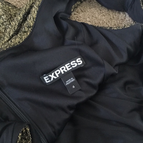 NWOT Express Gold and Black ruched fitted dress - Picture 4 of 4